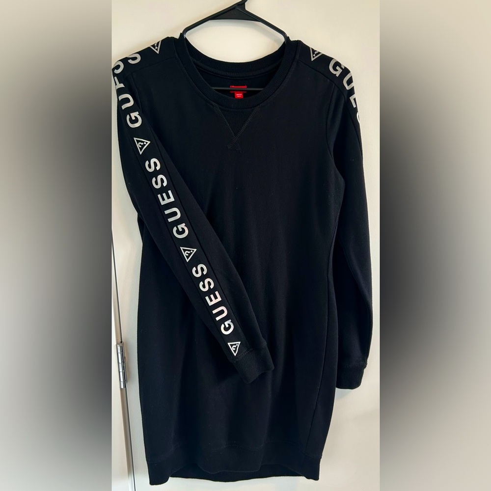 Guess Black Crewneck Sweater Dress